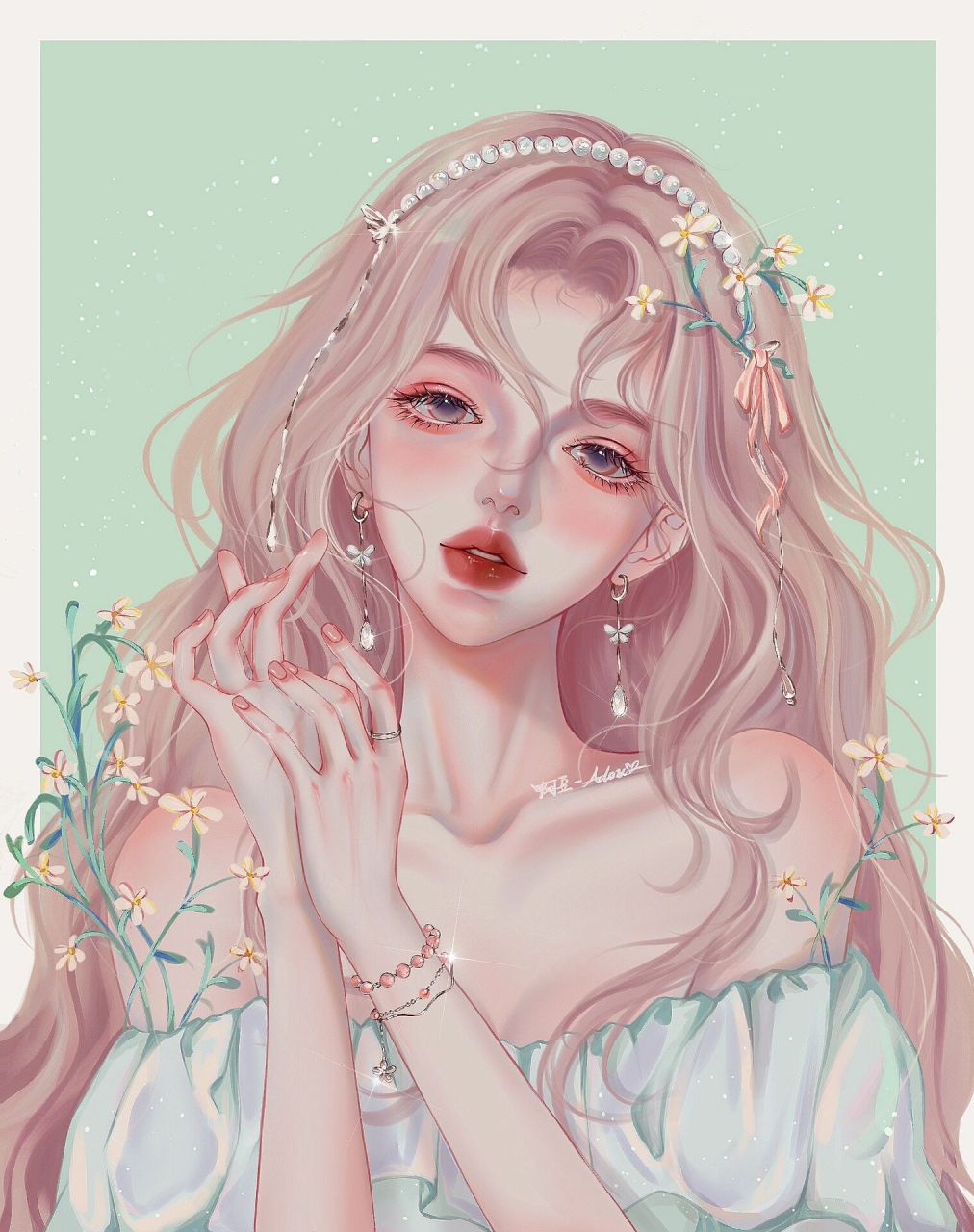 四季拟人|这个配色够夏天吗 夏天就是要清清凉凉啊 这个颜色看着就很