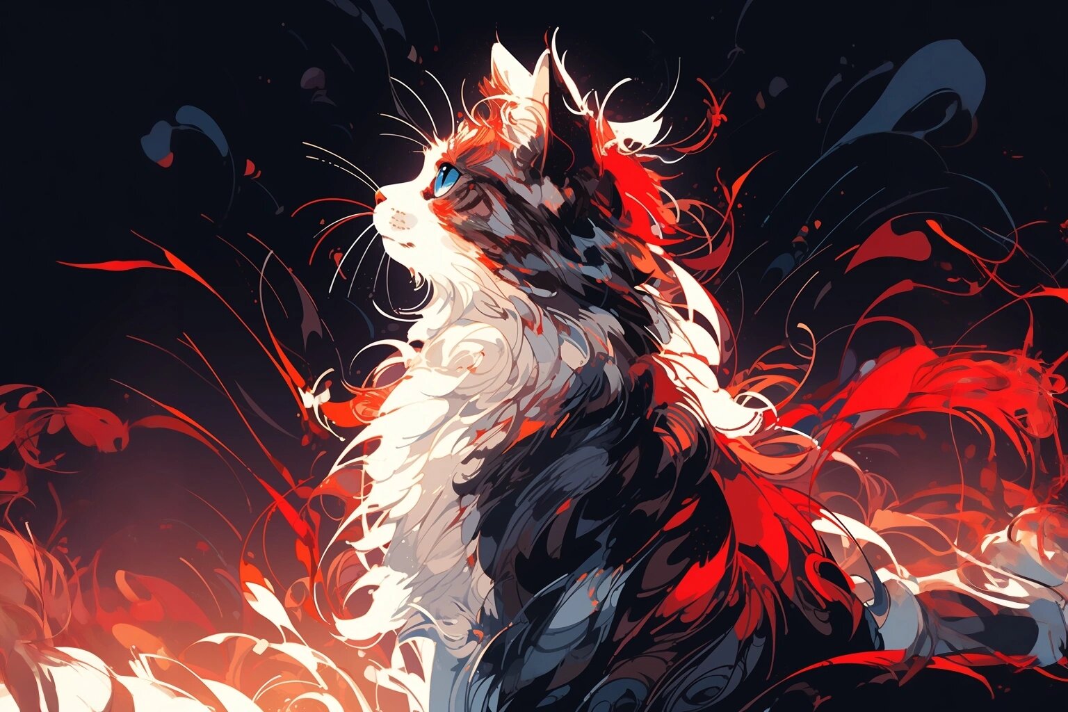 暗黑系小黑猫93壁纸～9393939797红黑配 小黑红红红火火