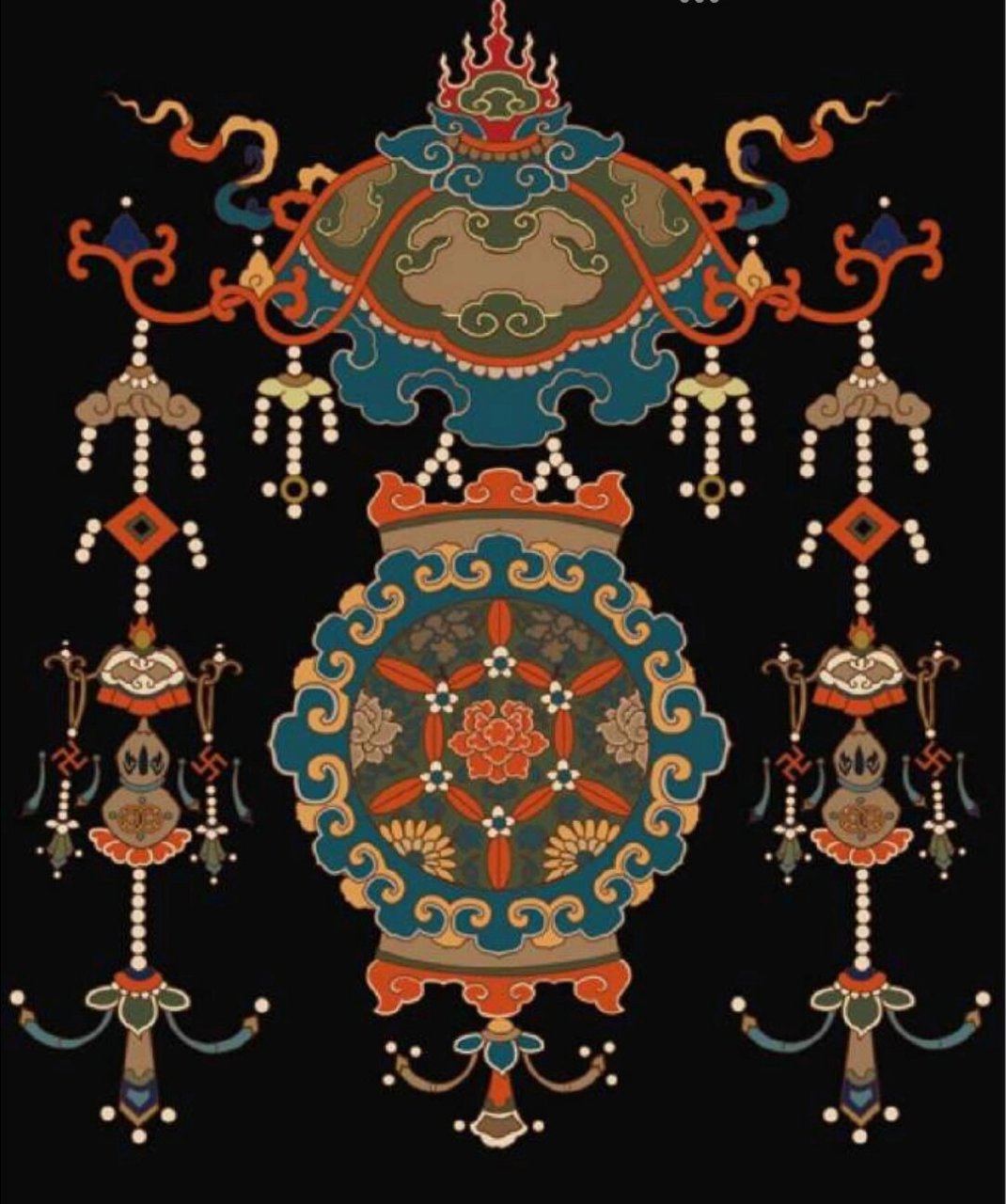 【中国经典纹样赏析|灯笼纹】 96灯笼纹96创于北宋,亦称"天下乐"