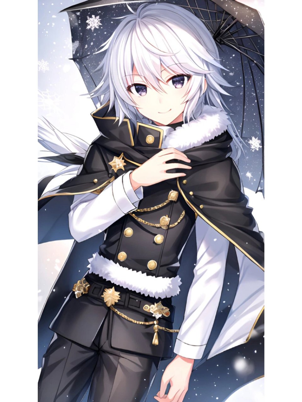 冬季雪花飘飘男人帅哥,动漫二次元绘画人物