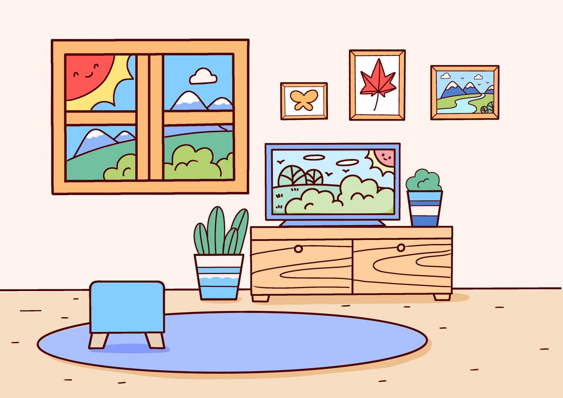 用四边形画一幅主题画吧 四边形基础图形练好,室内场景绘制好简单呀!