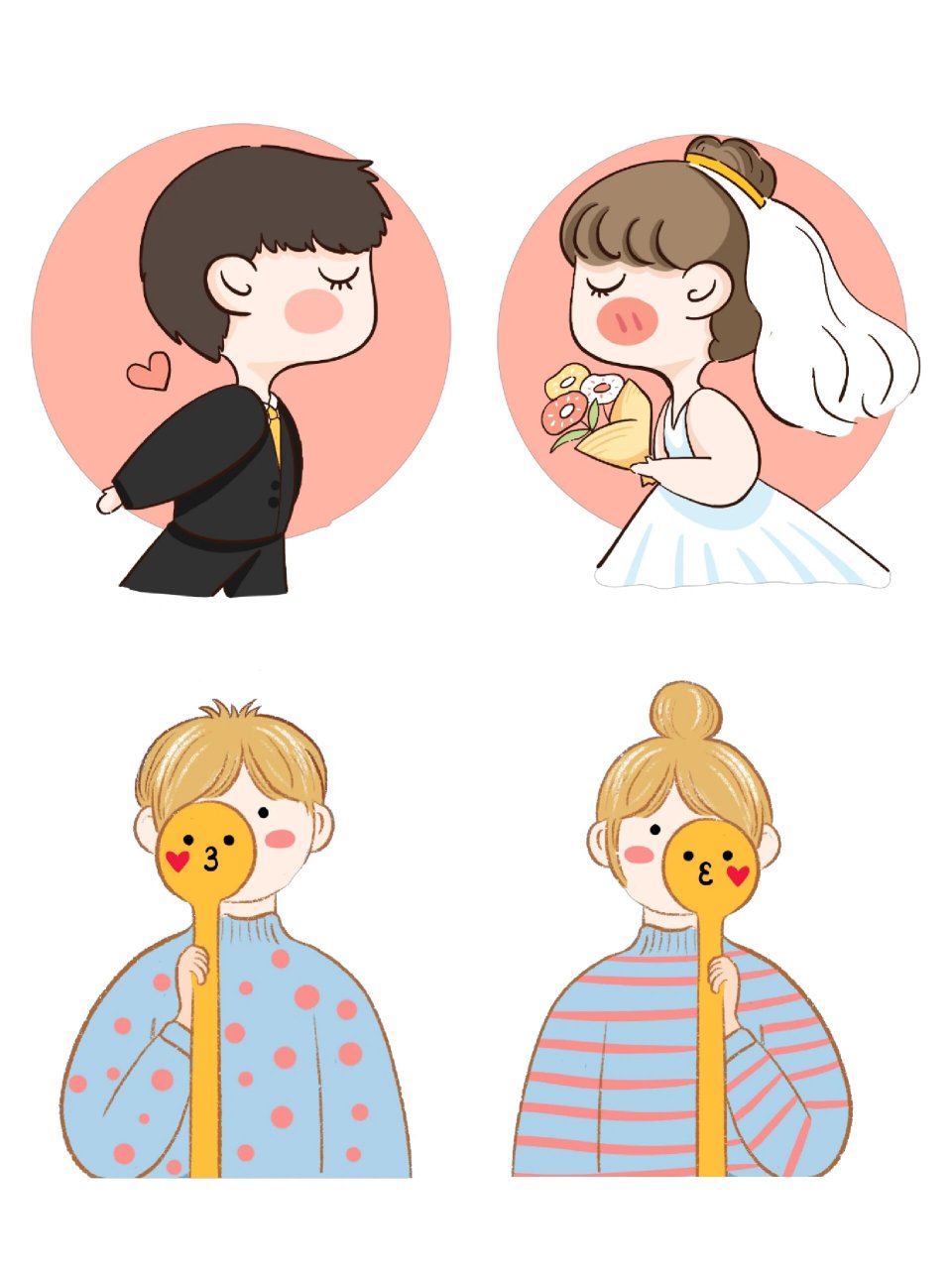 今天胡图为大家分享的是可爱风的卡通贴纸素材～还可以当情侣头像