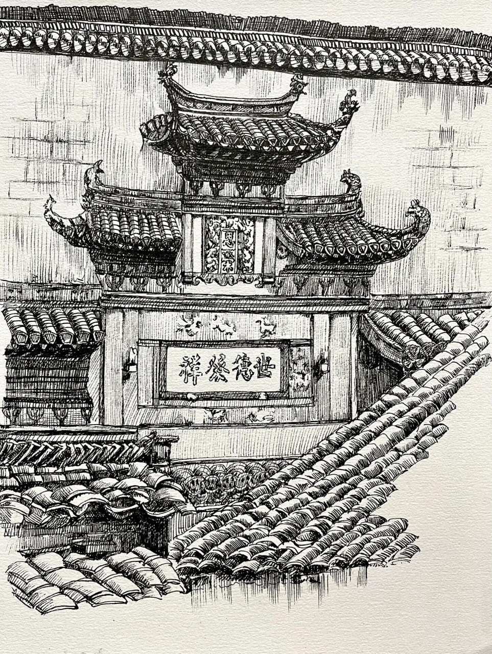 第107天 宏村写生(附过程图) 诗意徽州 大美宏村 感谢精美的照片