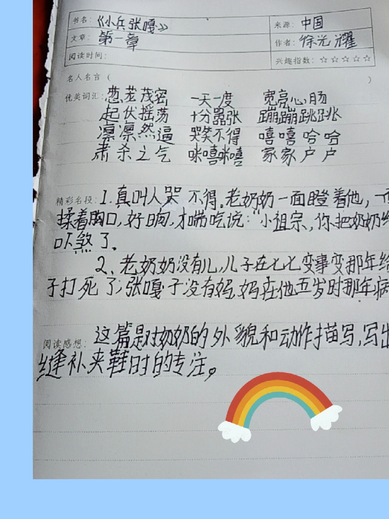 小兵张嘎读书笔记