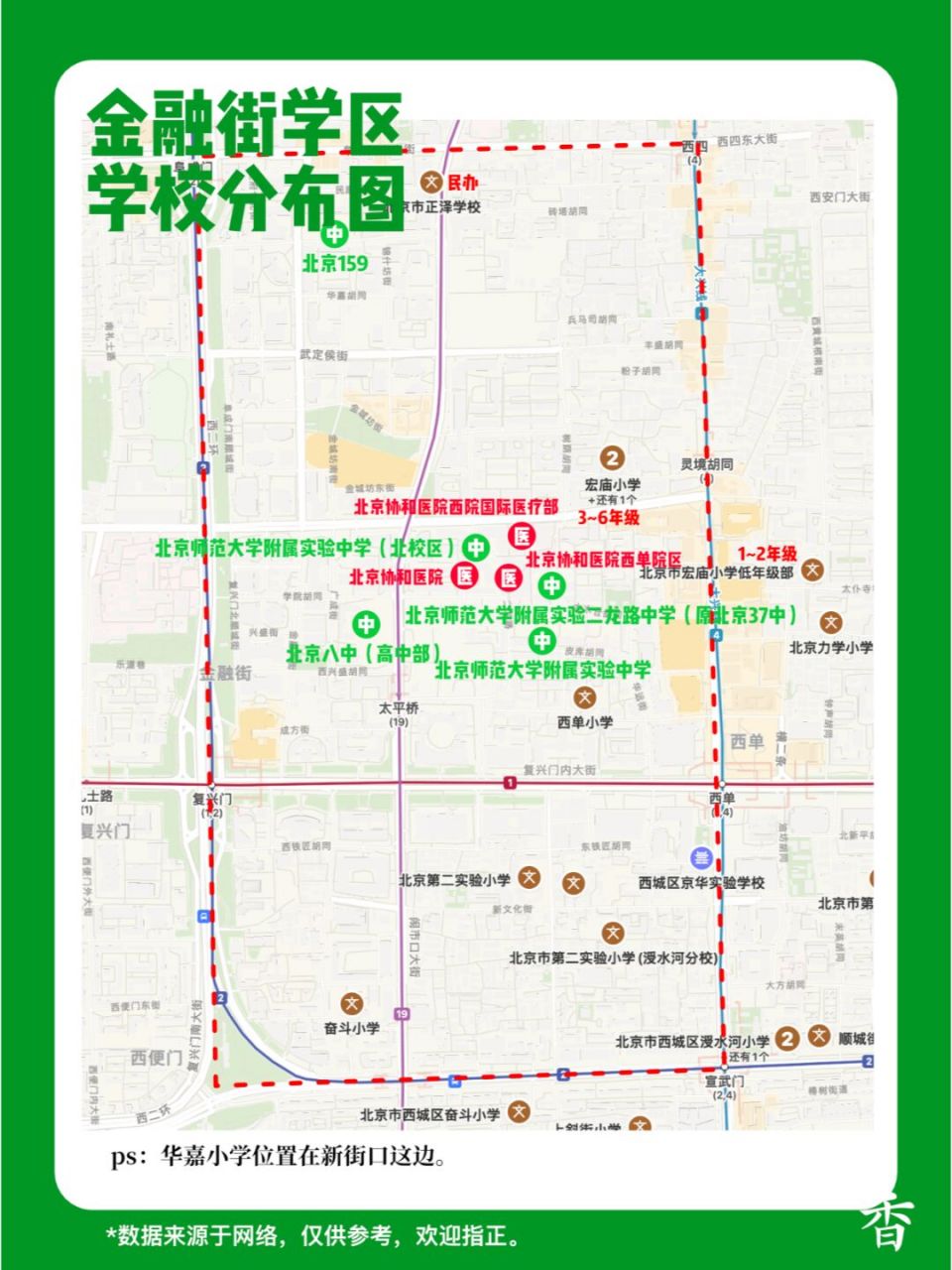 西城,金融街学区,学校分布,一图了解93 北京西城,金融街学区,学校