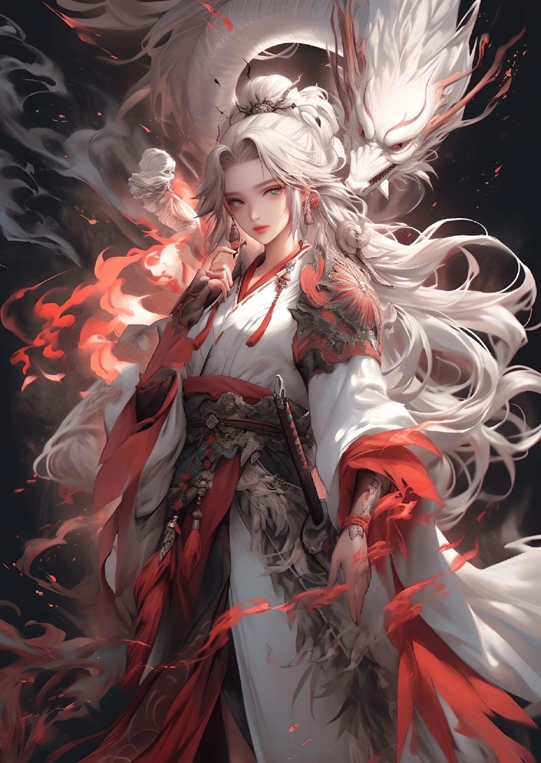 红色系古风女生头像