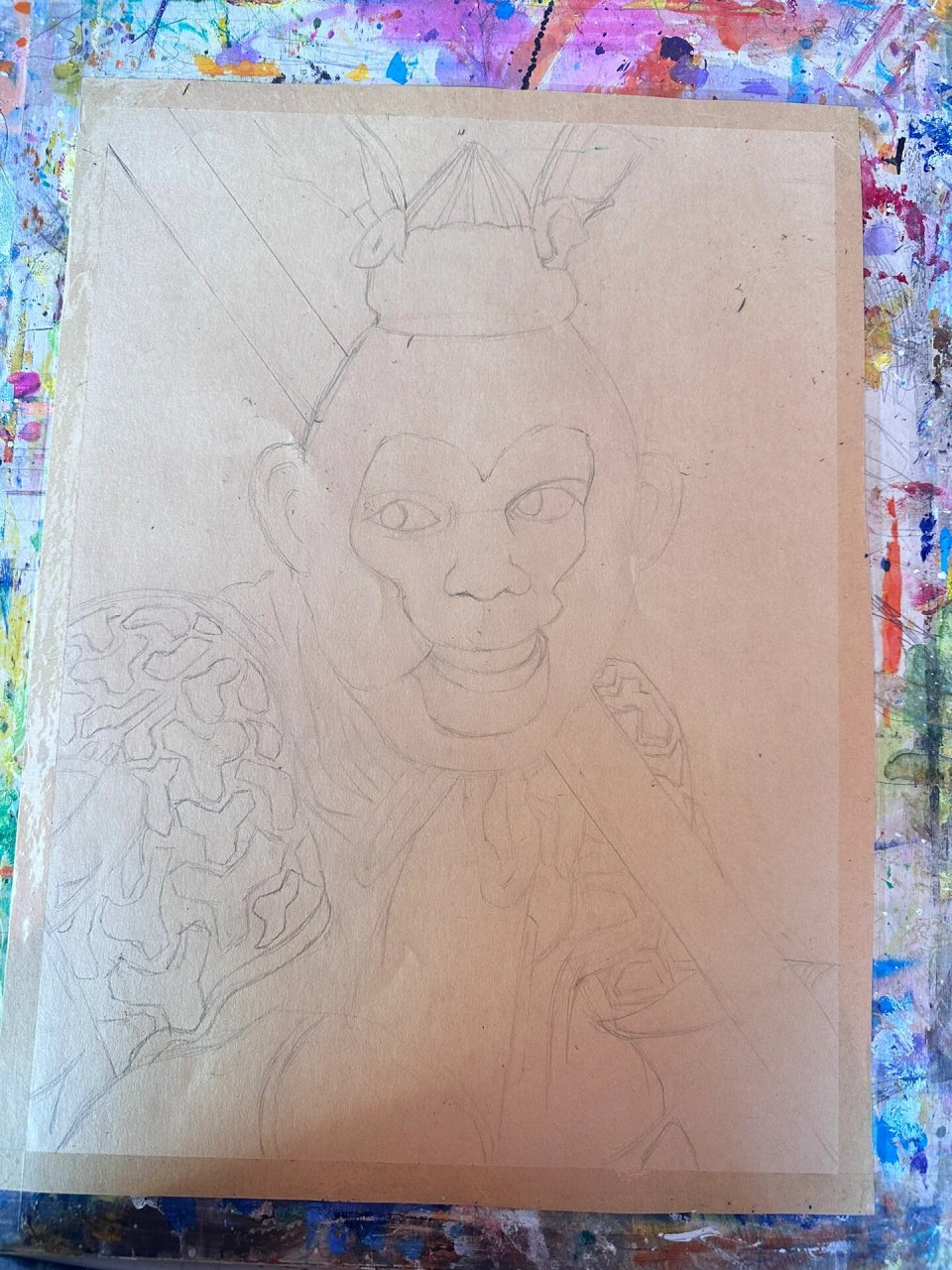 重彩油画棒孙悟空 哈哈哈缺几张步骤图