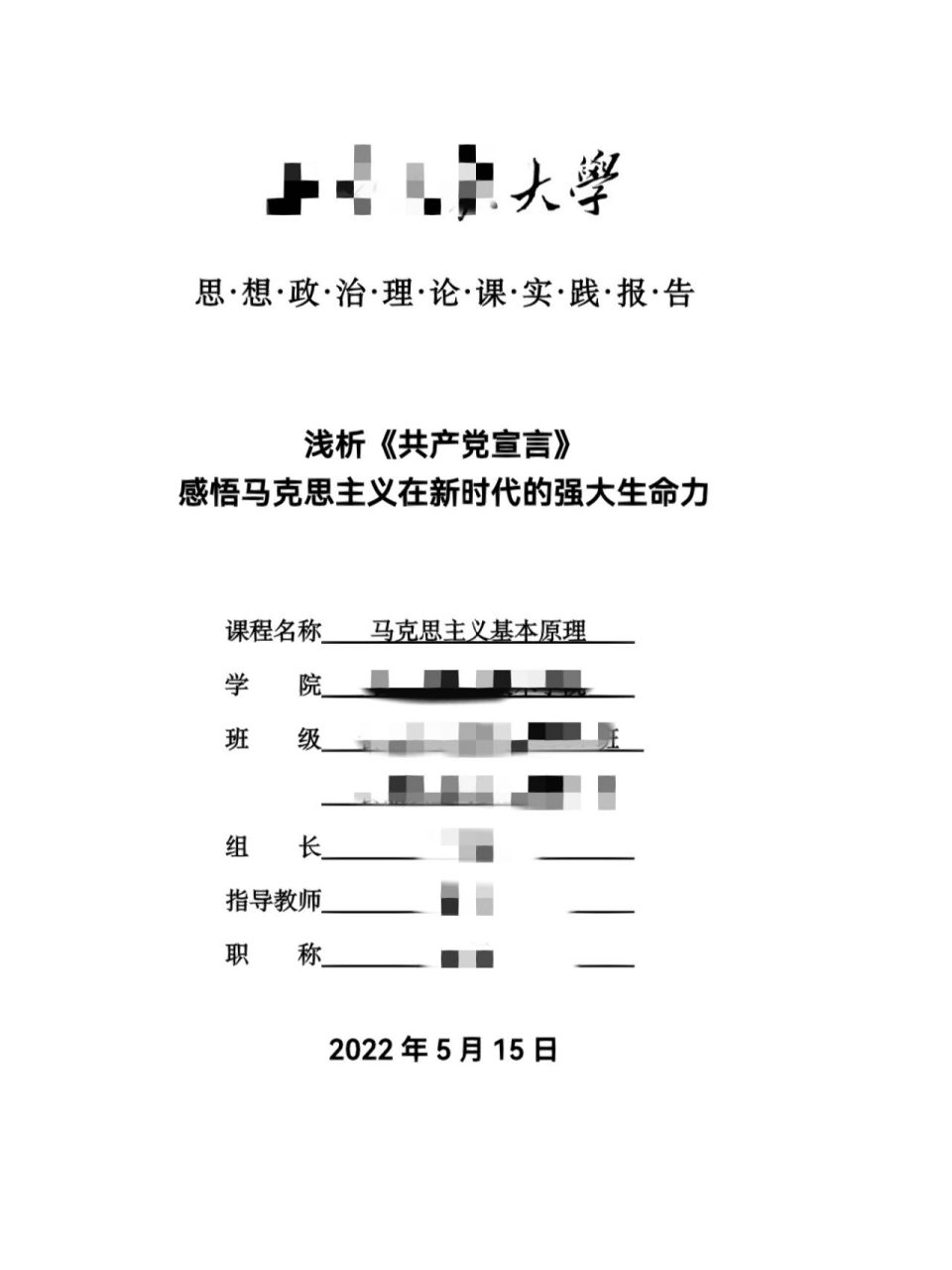 毛概马原社会实践报告