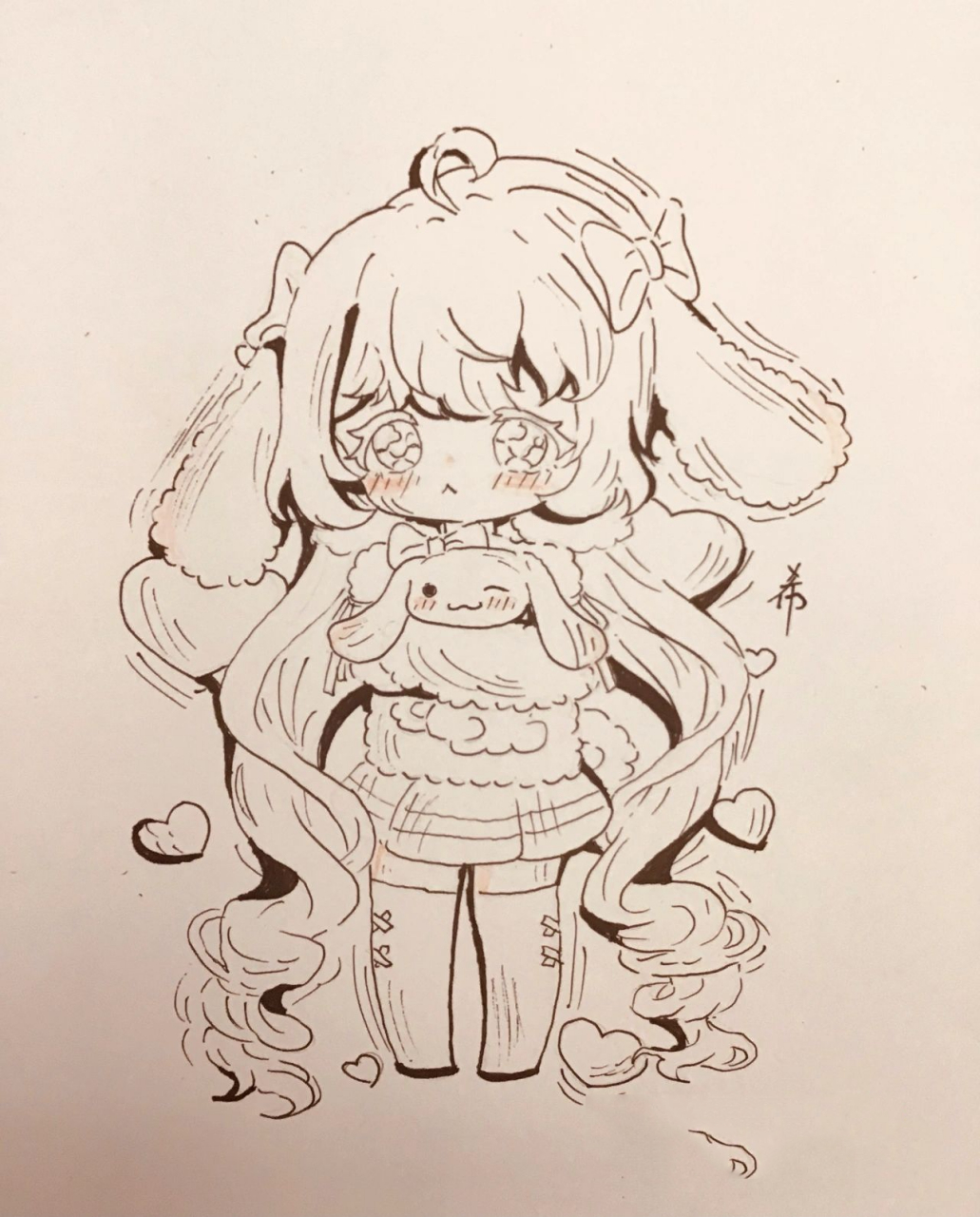 玉桂狗拟人超简单原创手绘日常教程 玉桂狗q版手绘 原创第8个 黑白双