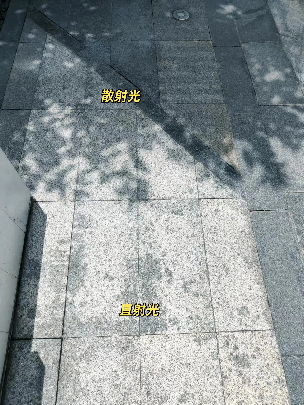 在户外,当太阳高悬时,阳光是直射光.