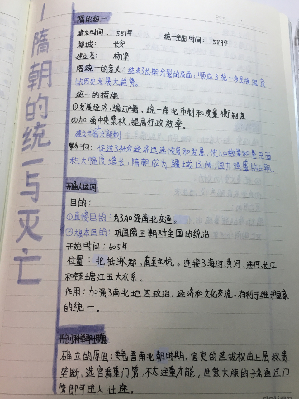 七年级下册历史第一课隋朝笔记思维导图 啦啦啦,我又来啦 开学了,心情