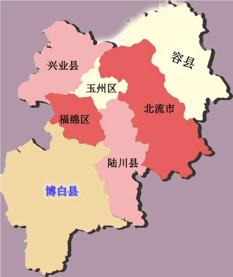 博白地图的形状象一把扇子.博白县共有28个镇.