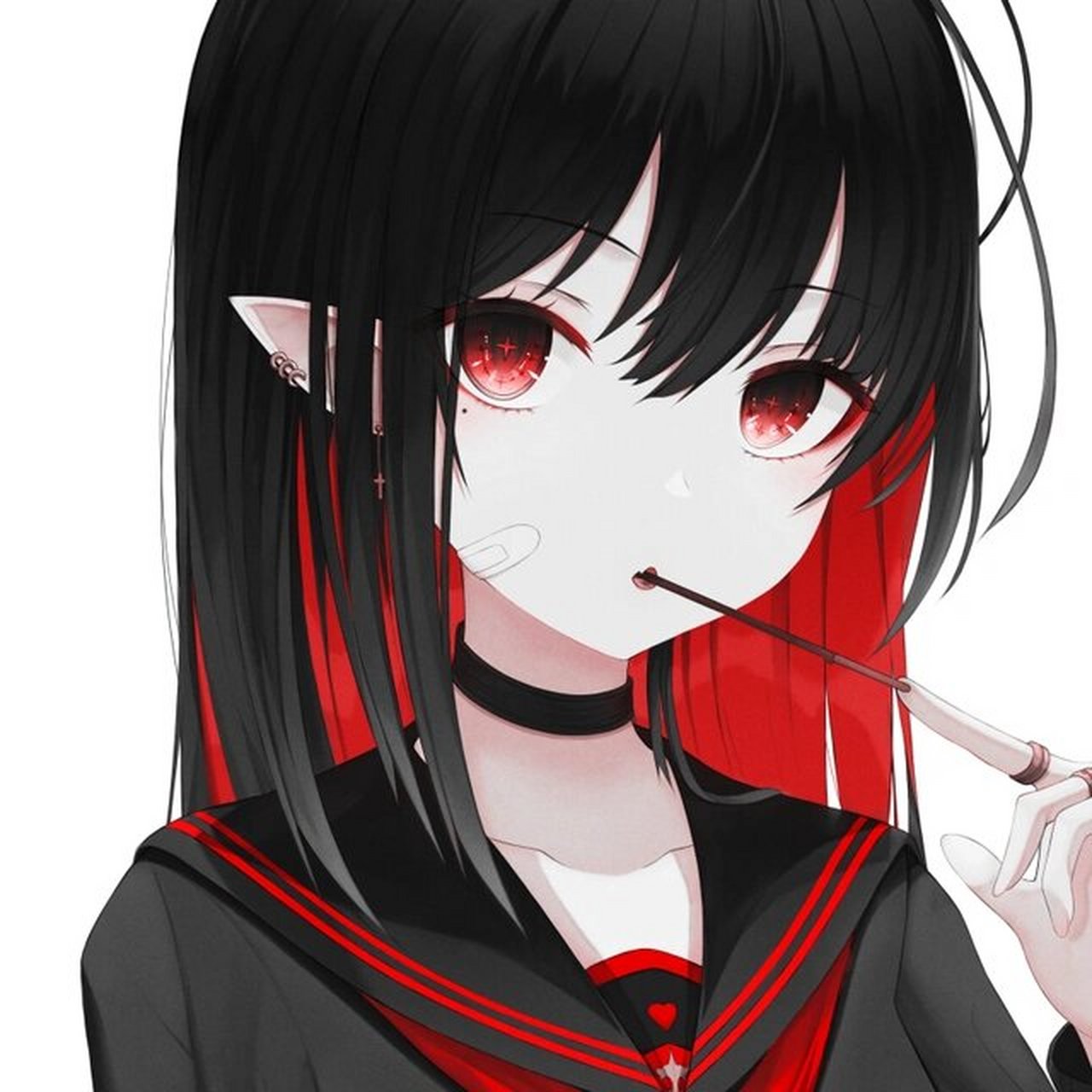 暗黑系红瞳少女头像