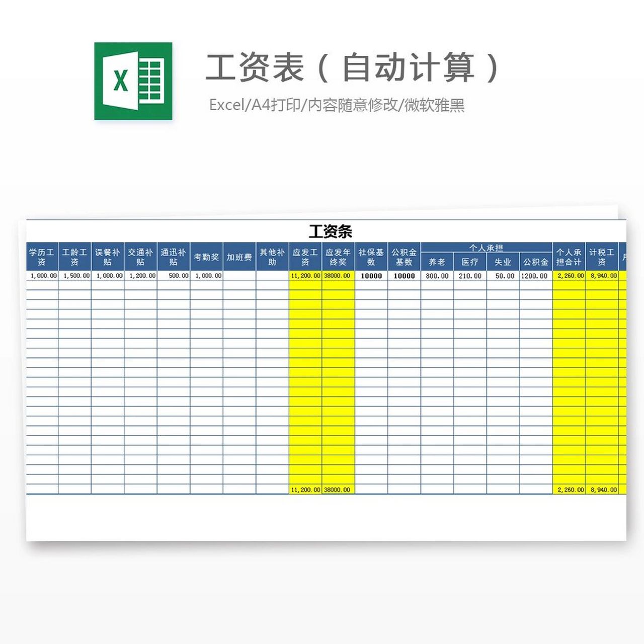 工资表格式制作图片