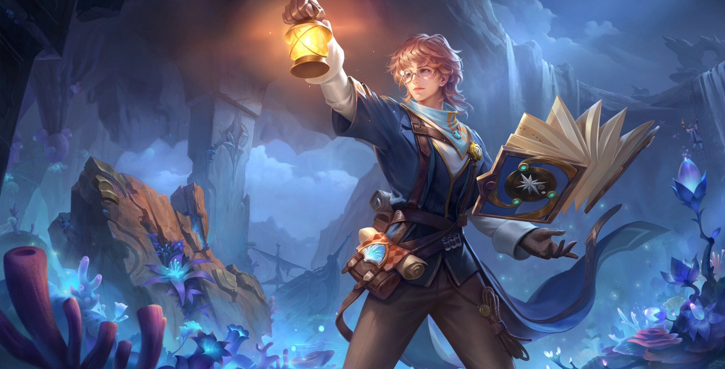 王者荣耀|张良-古海寻踪 高清海报 清秀卷毛小伙