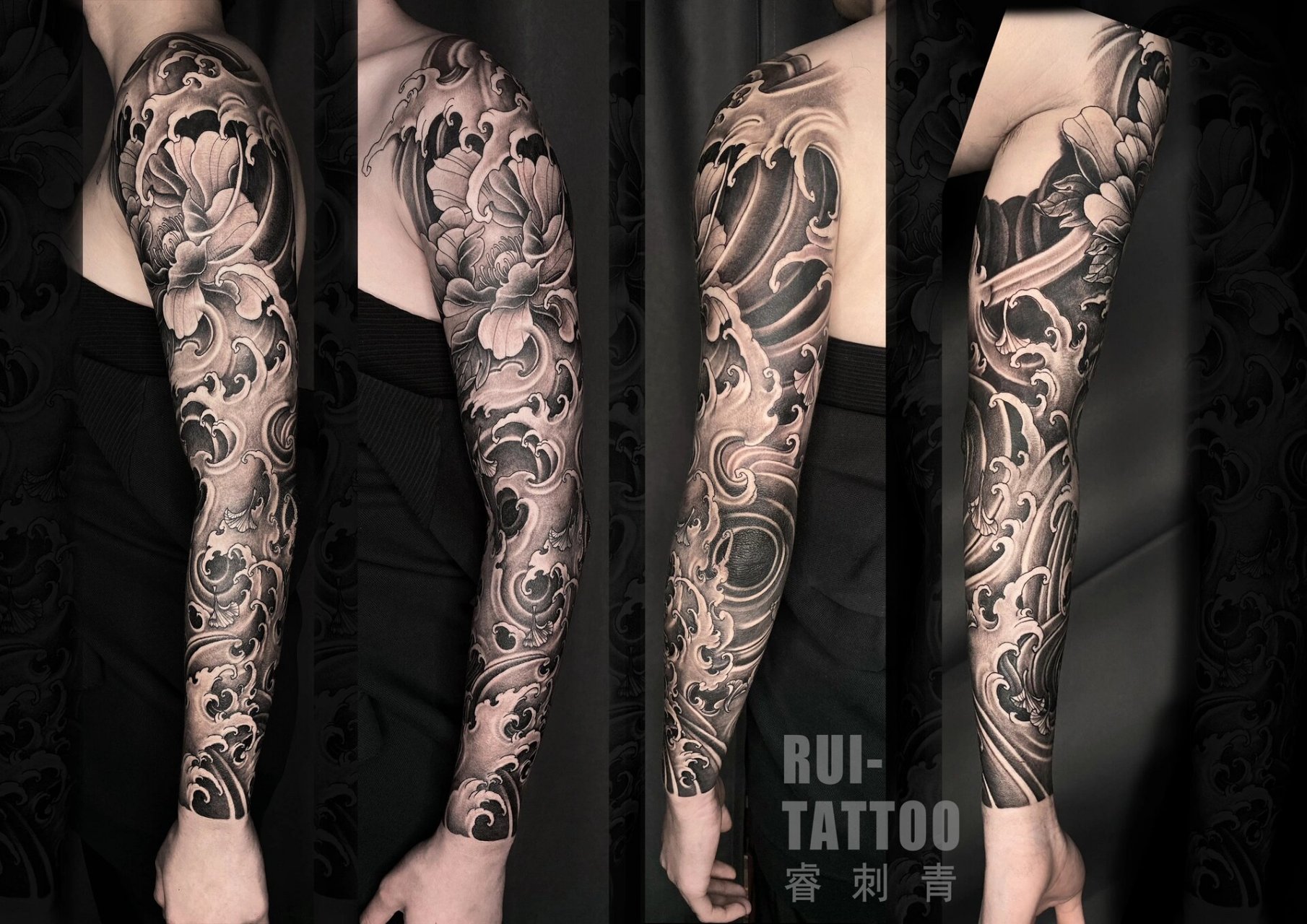 新传统浪花花臂98 连续三天28小时完工#纹身# #衡阳纹身# #花臂纹身