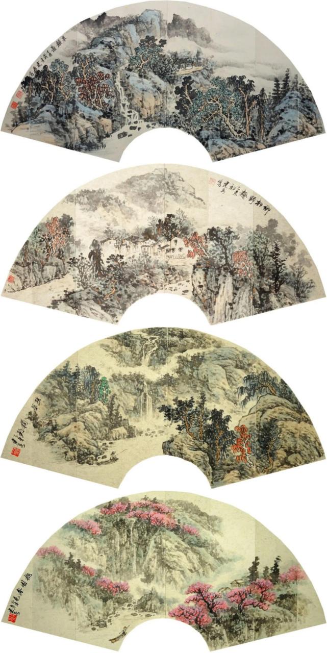 倪建春扇面画 余观山水,或山水清音,或重峦叠嶂,或秋壑浮云,或幽谷