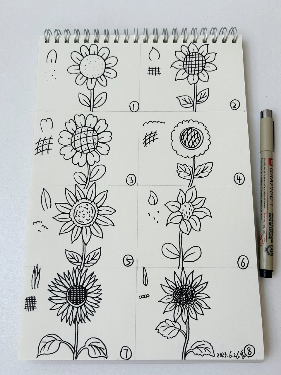 8种向日葵🌻的简笔画画法-原创158
