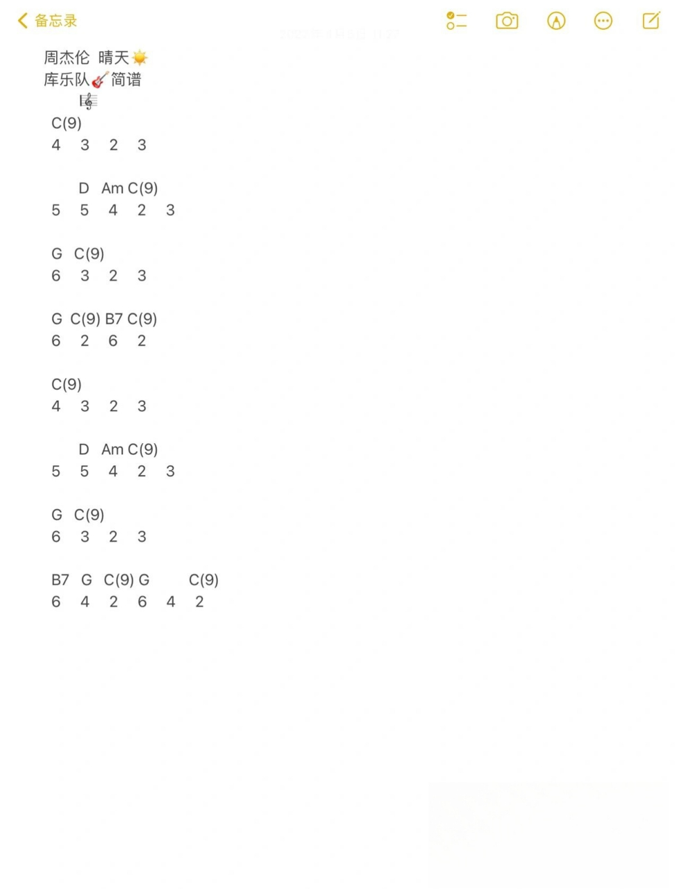 晴天 库乐队吉他版简谱 70万人看过的视频简谱来啦 大家快去库乐队试