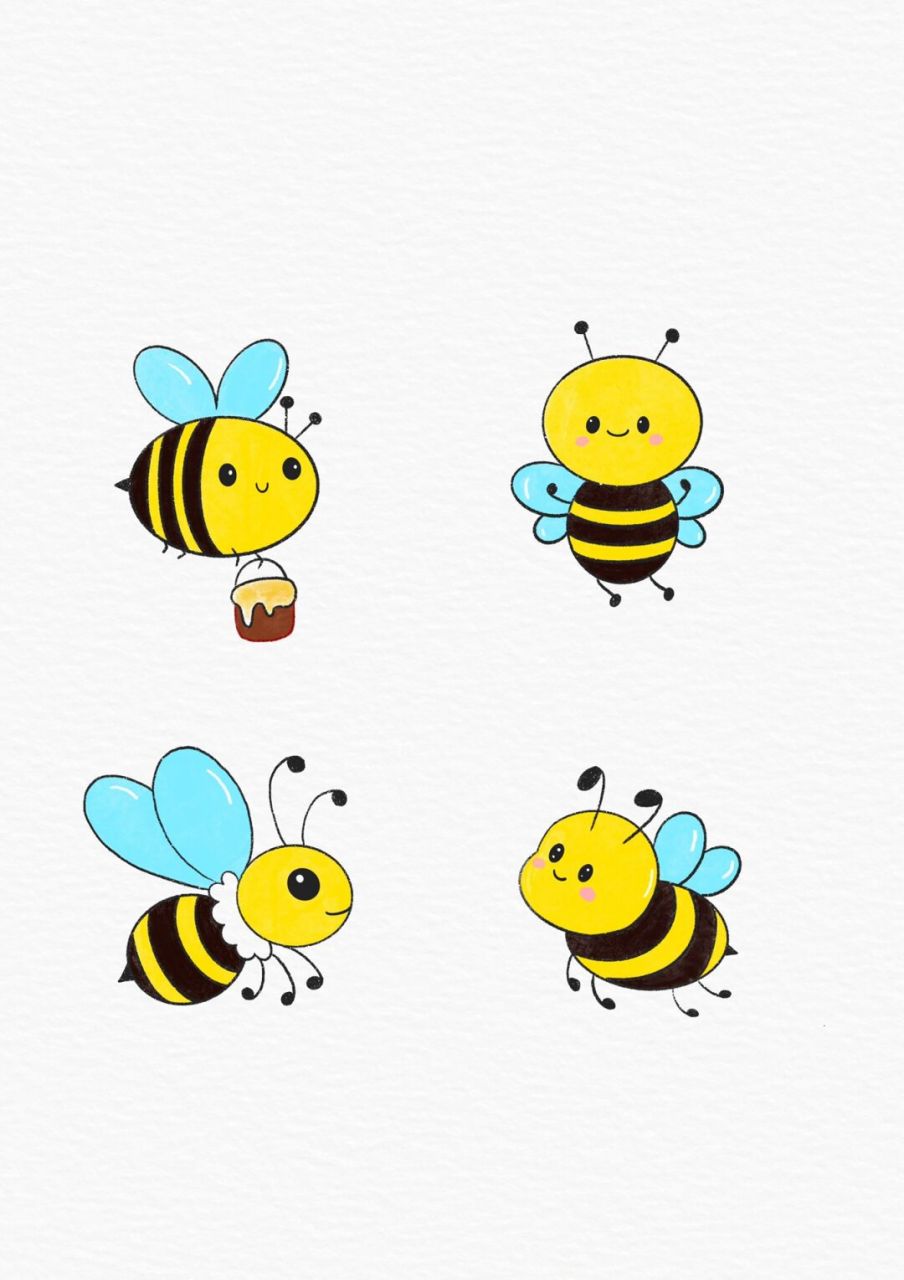 蜜蜂简笔画可爱彩色图片