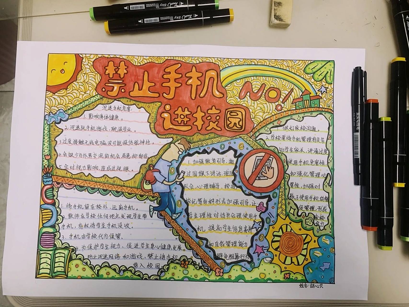 禁止手机带入校园 手抄报 (加强版)