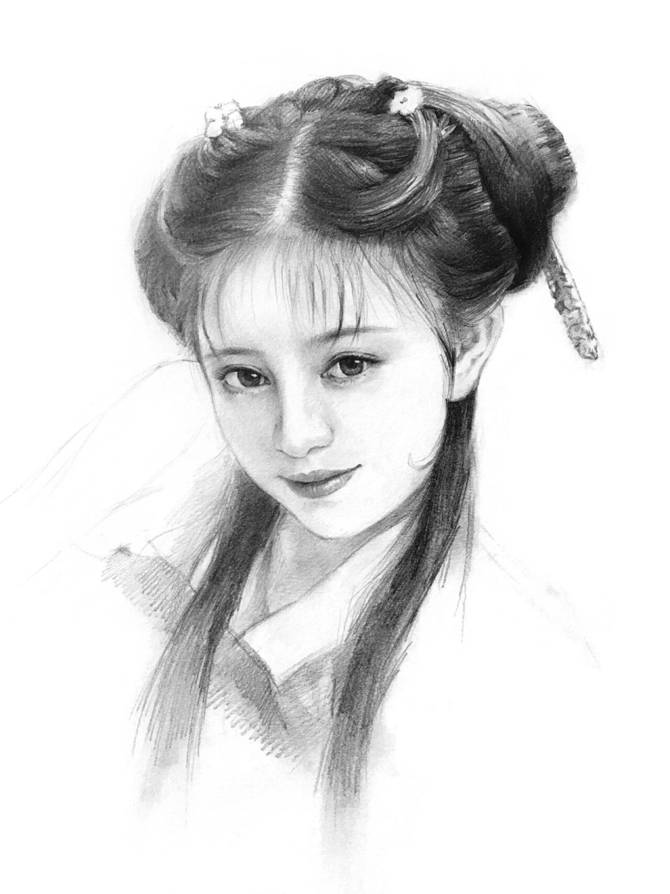 素描人物-古风美女 及一些作画步骤 这幅画是一幅半身像 画古风人物时