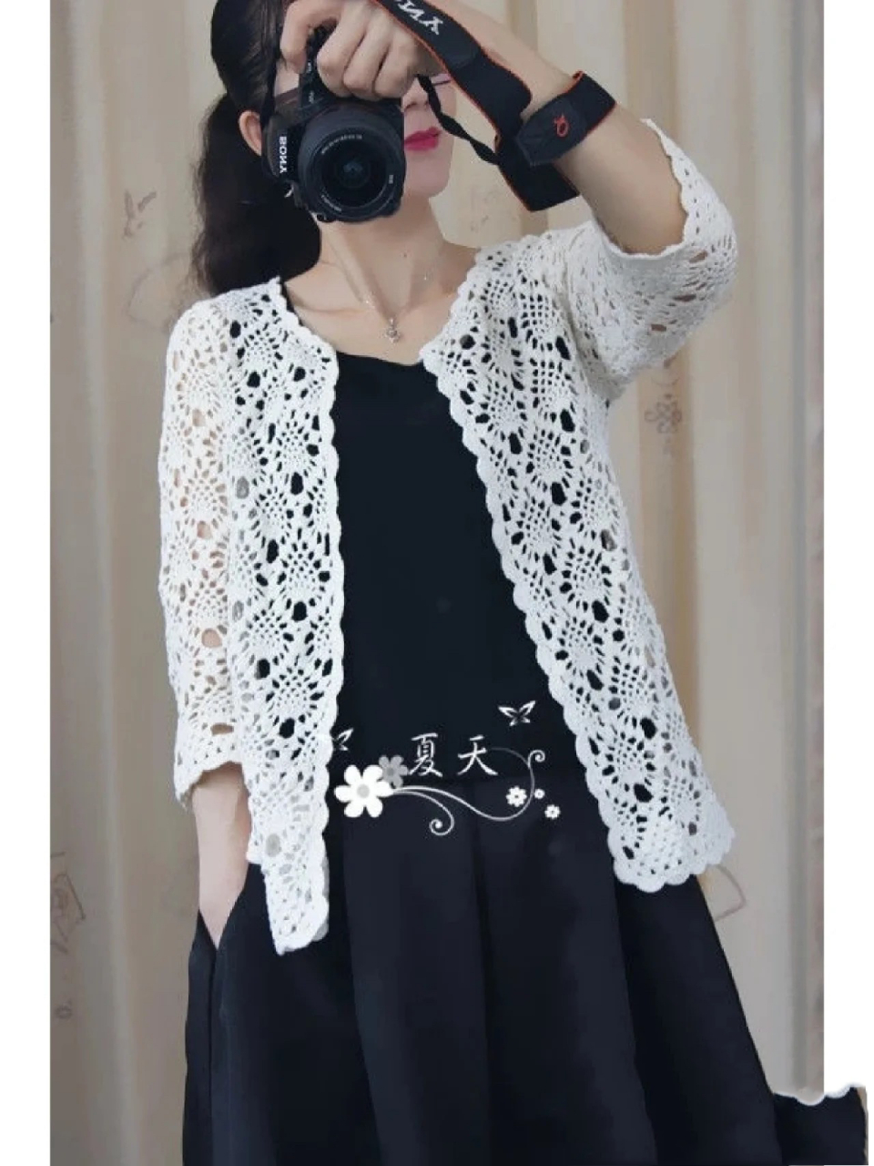 菠萝花开衫(附图解) 适合春夏的一款镂空开衫,经典菠萝花 每个部位