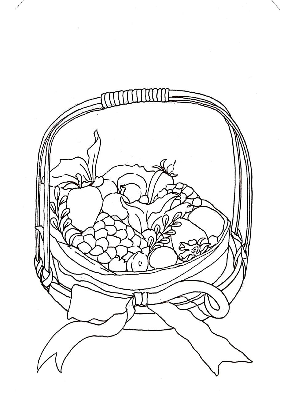 水彩手绘水果篮