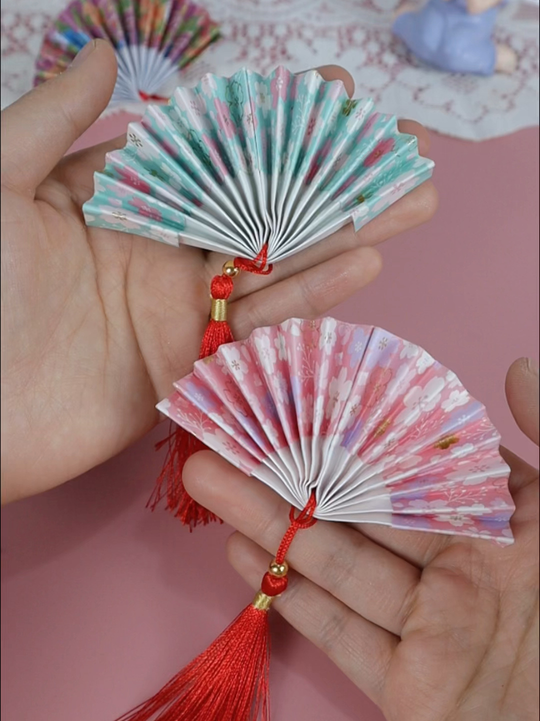 手工折纸,古风小扇子