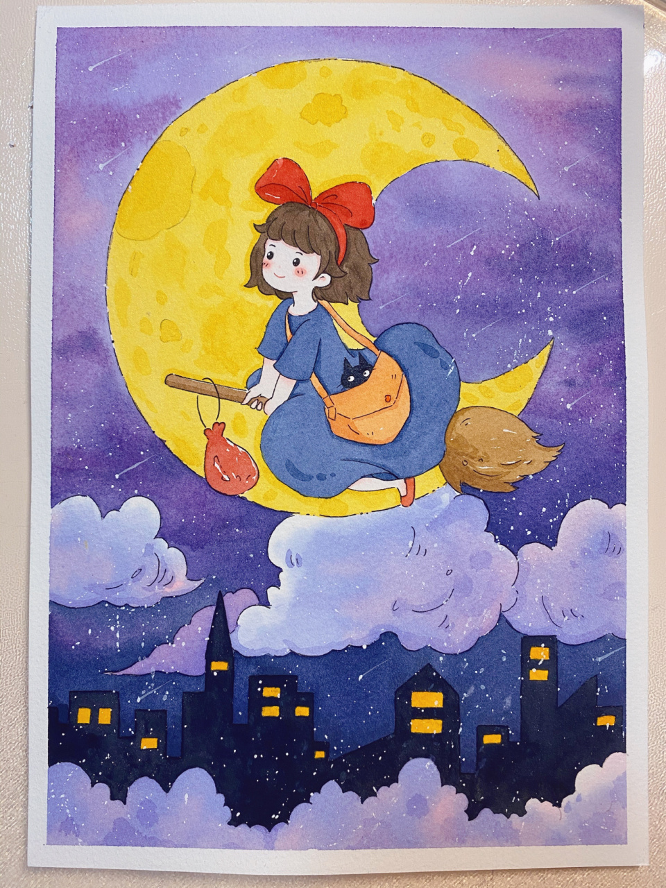 水彩画练习~小魔女宅急便(附过程图) 临摹飞乐鸟99 颜料:mg24色固体