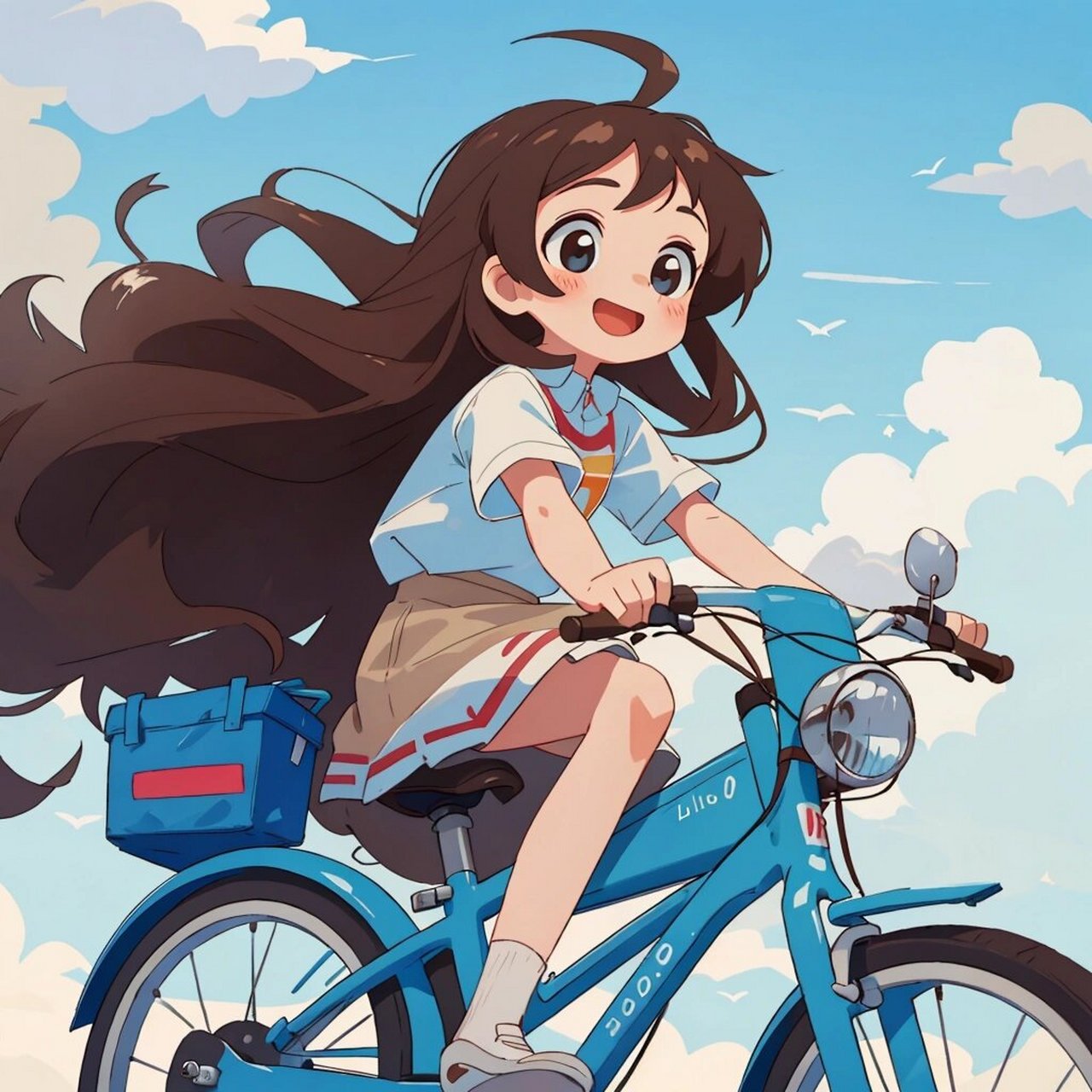 女生头像/骑单车的女孩 骑车穿行 热浪像海浪一样拍打 但风吹过 一切