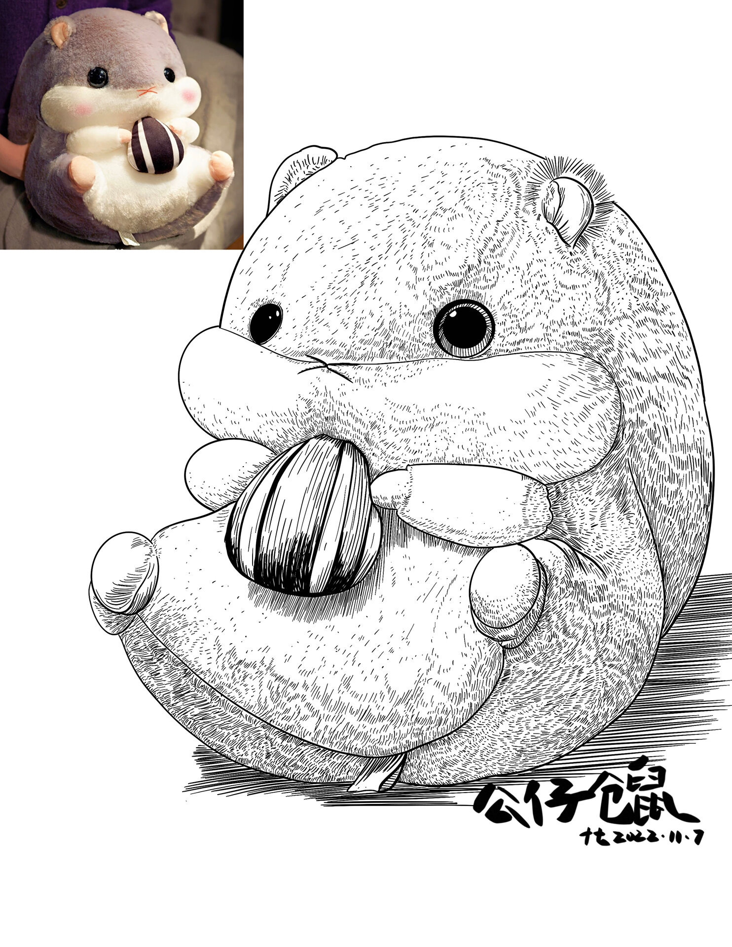 毛绒玩具写生合集一:写生线描速写素材分享 可爱的毛绒玩具写生步骤图