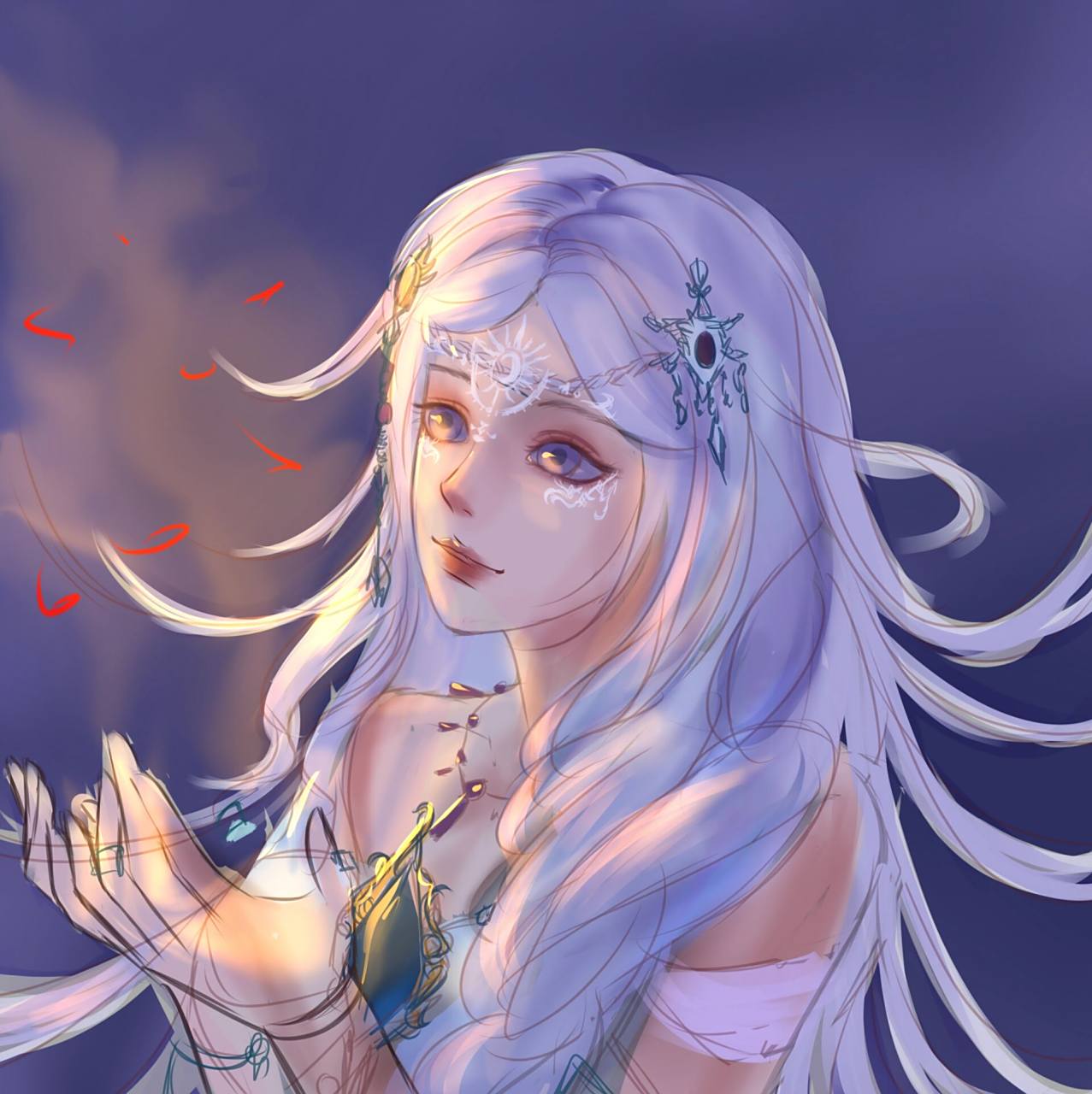 客单|叶罗丽银尘 银尘脸上的花纹目前没有清楚的,所以专门问朋友要的