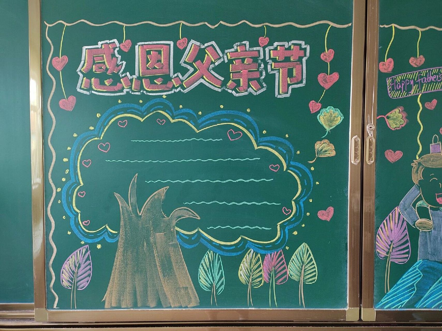 粉笔画|父亲节黑板报 如果说母爱是温暖和煦的太阳,父爱便是夜空中的