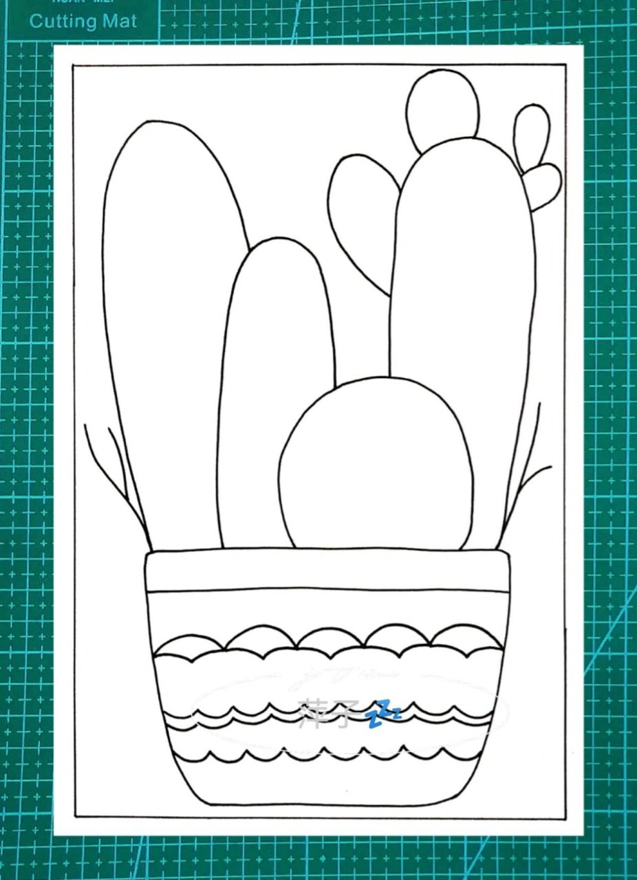 创意线描装饰画 线描植物 仙人掌 临摹