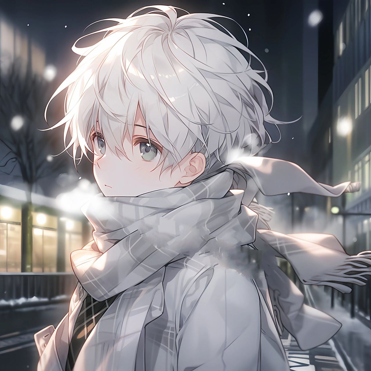 动漫头像|白发男头5.