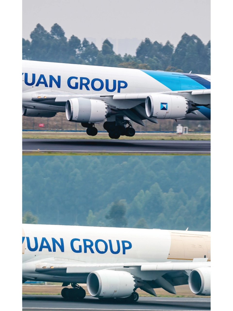 两架不同涂装的波音747-8f货机大图欣赏 宏远货运比利时航空的两架