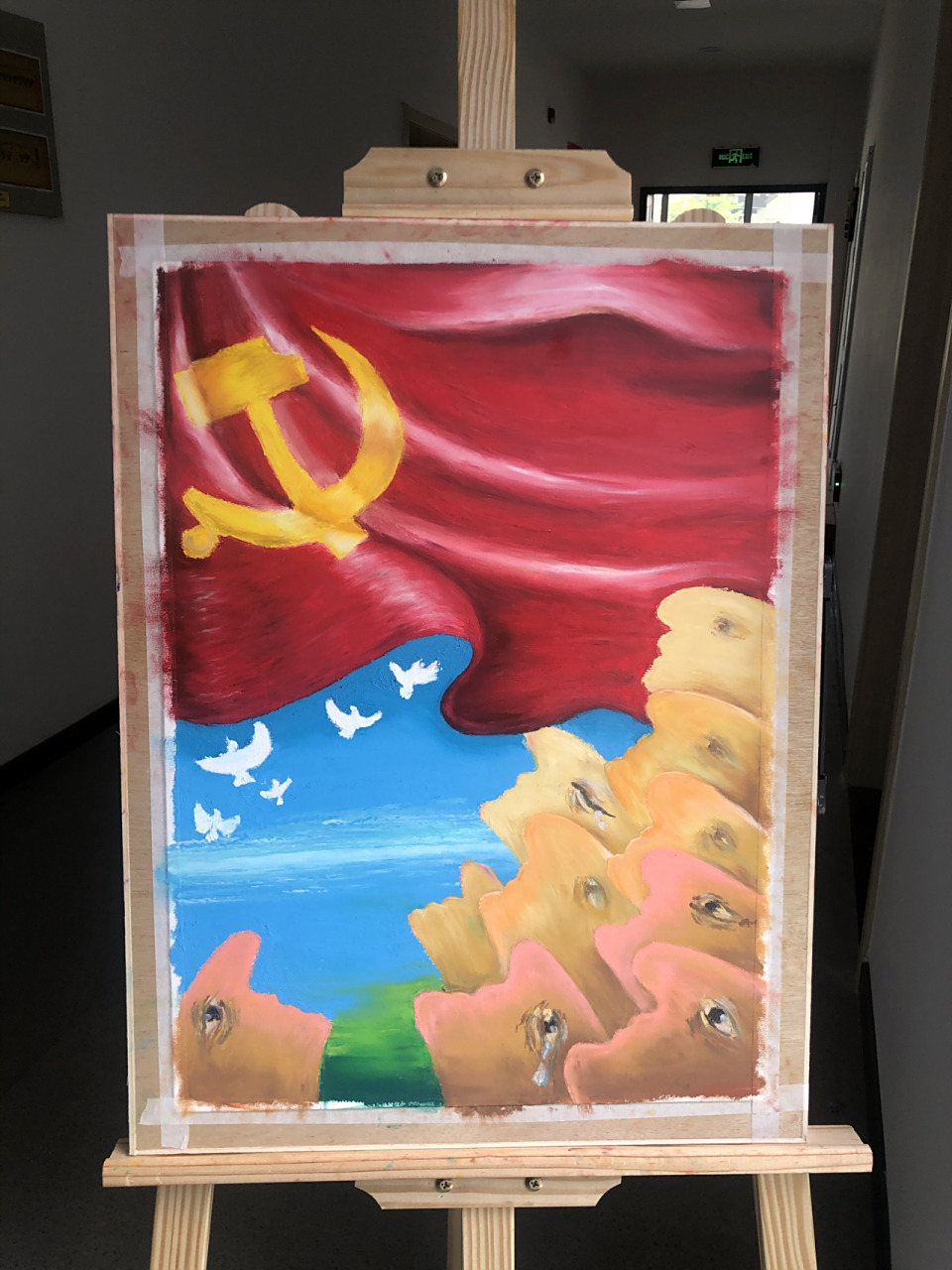 第一次油画棒画大画建党百年冲冲冲!