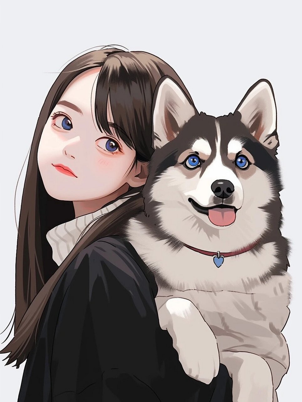 女生头像 | 和哈士奇狗狗的合影