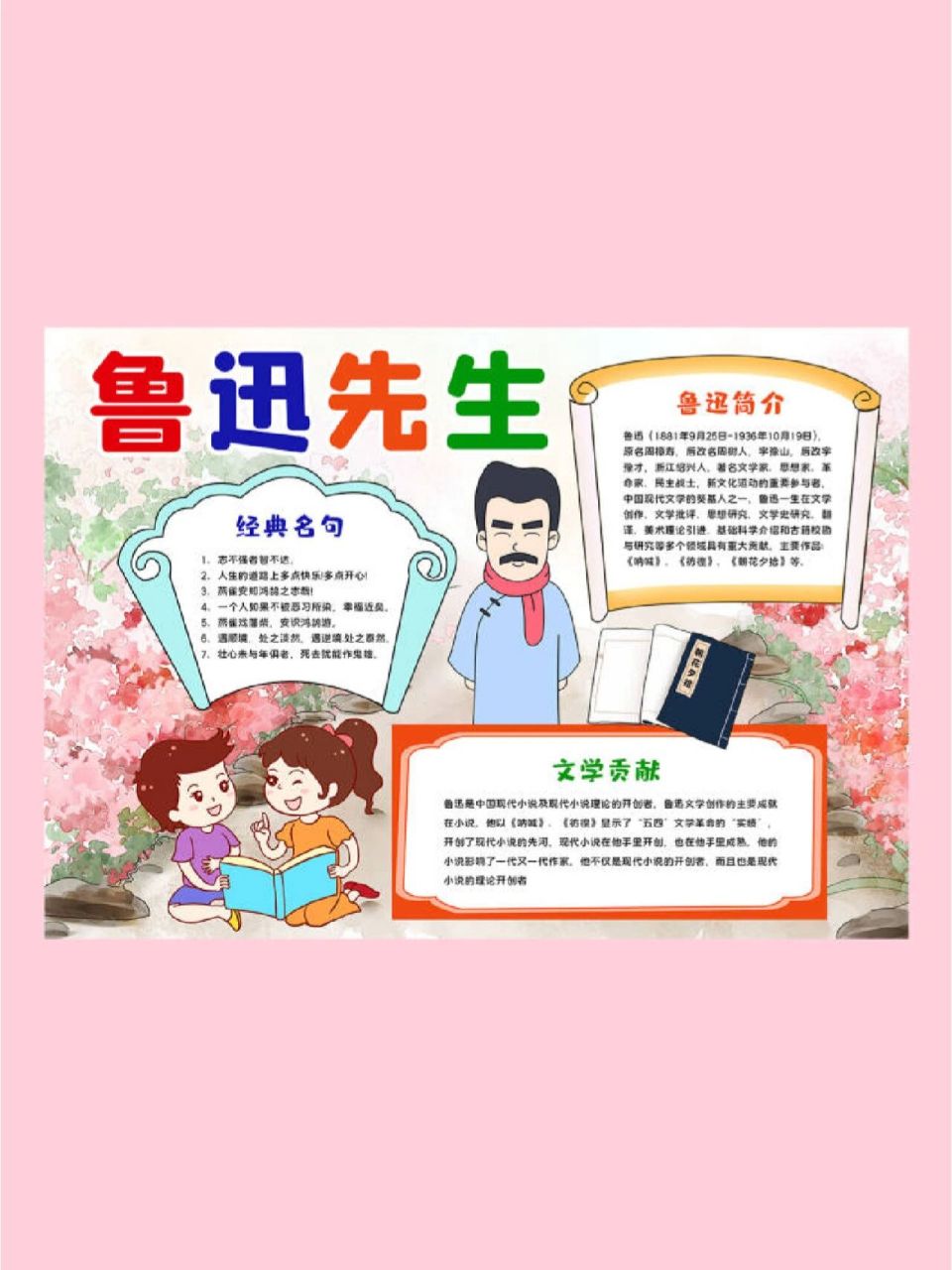 鲁迅小报走进鲁迅中国名人历史文学手抄报 鲁迅 小报 名人 中国文学