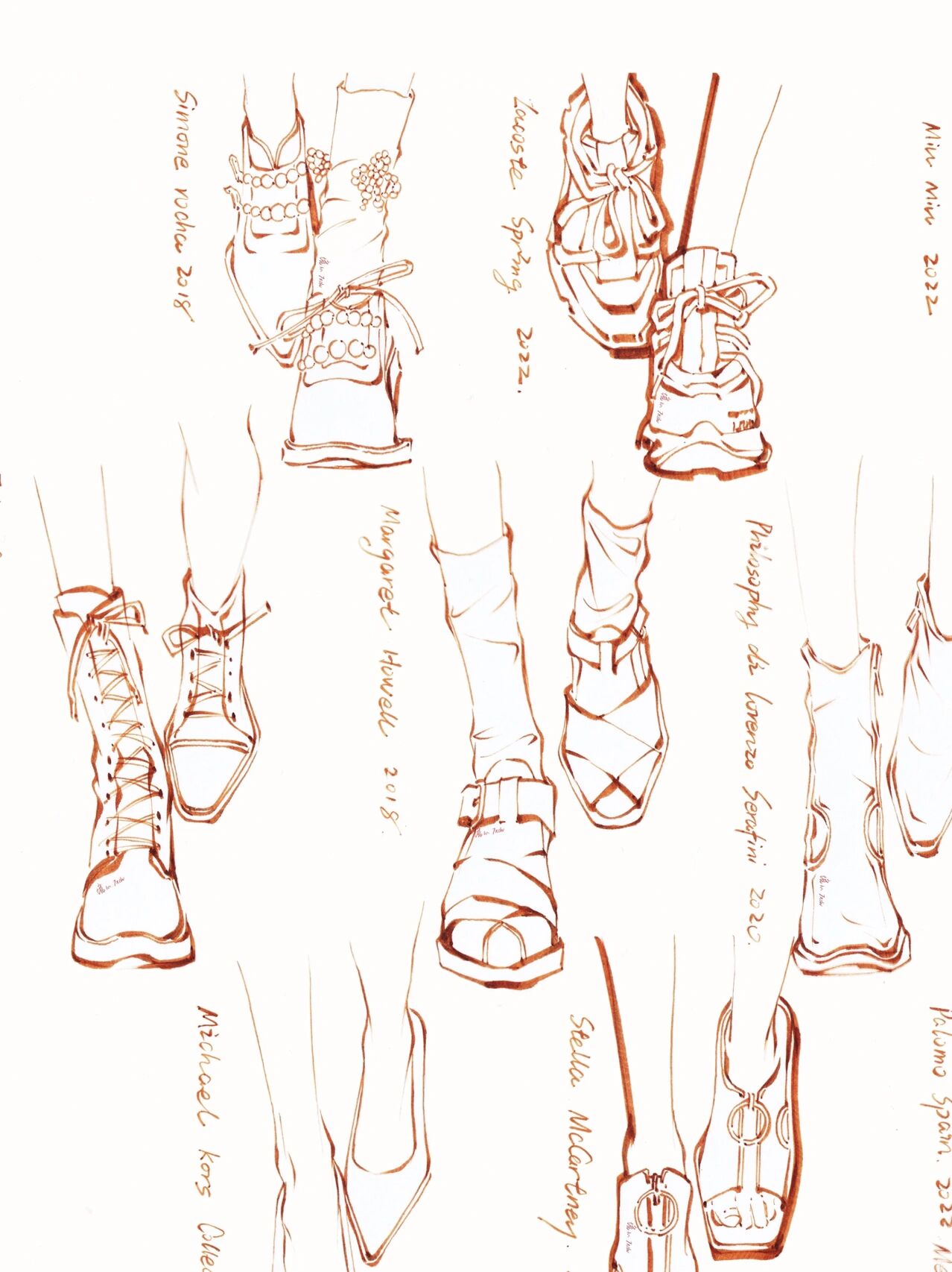 服装设计|鞋子画法14款 走姿鞋子画法合集——线稿 	 14款鞋子