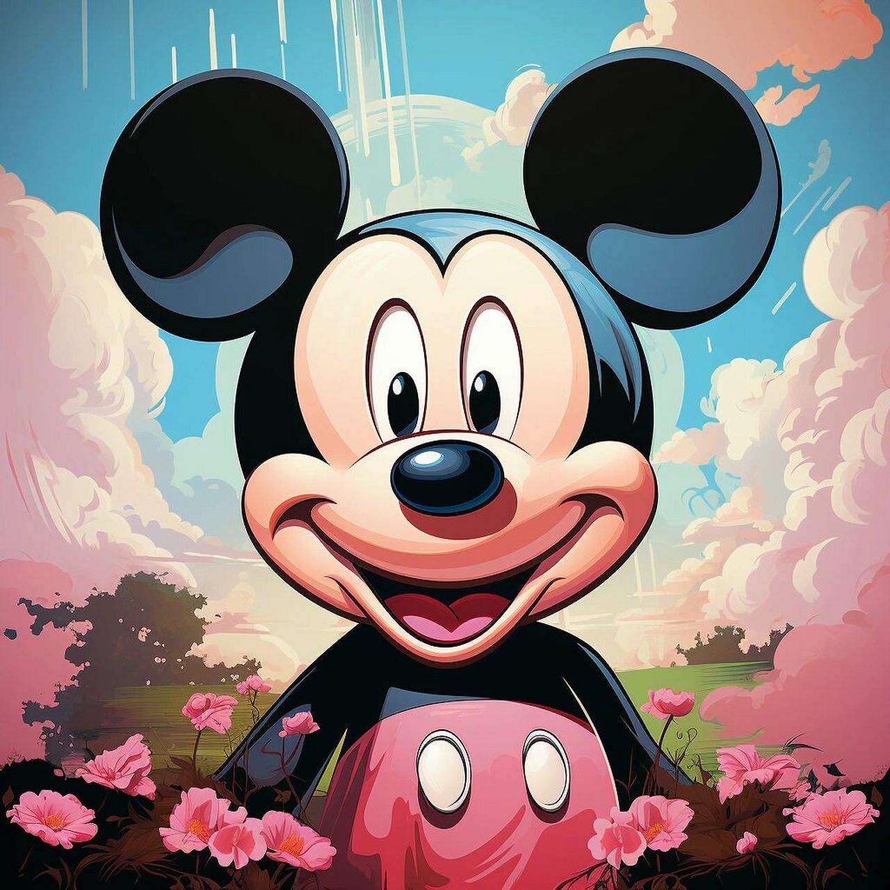 midjourney 米奇映像 米奇与米妮的b八月头像来了,感觉作成版画也应该