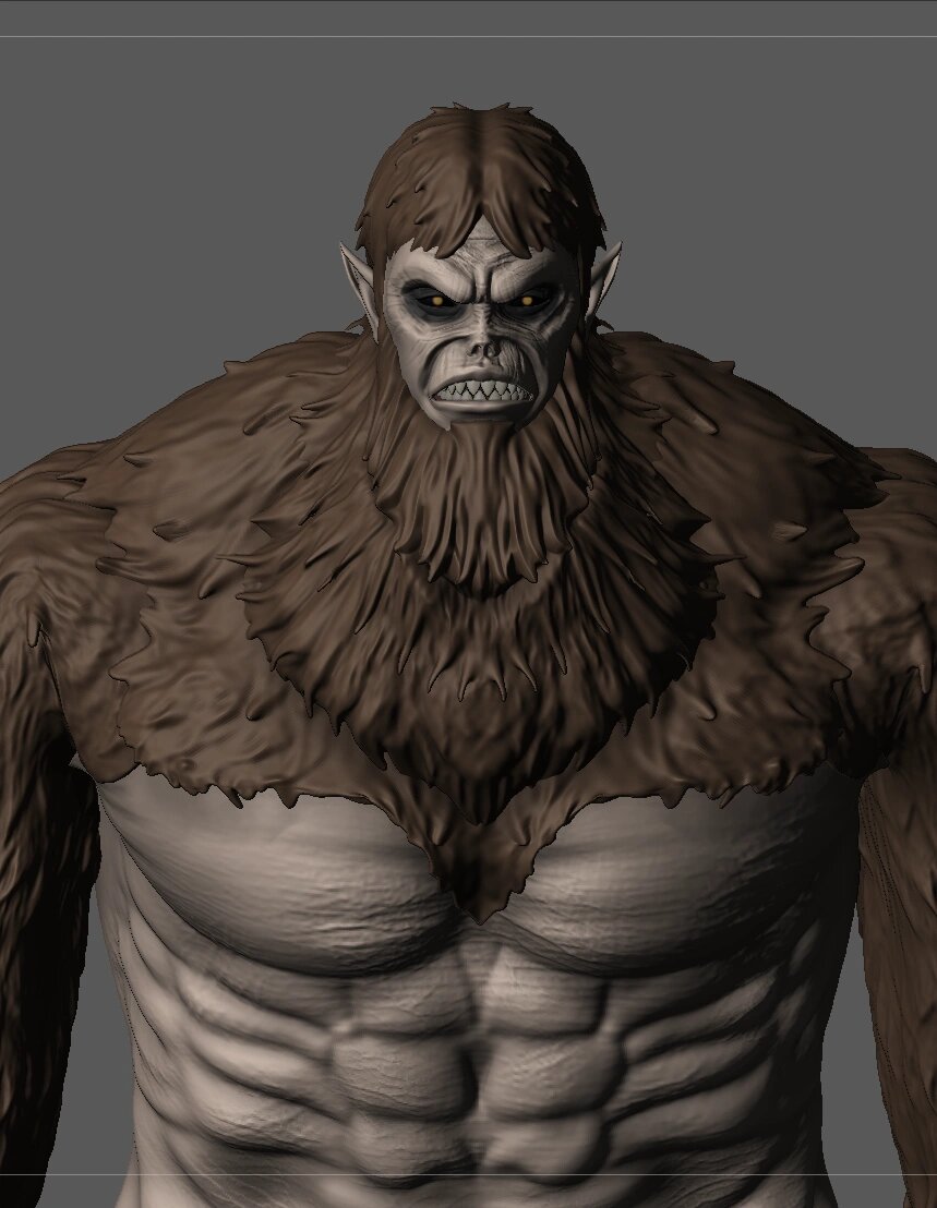 兽之巨人3d建模 兽巨的毛发主要运用dynamesh snakehook笔刷进行绘制