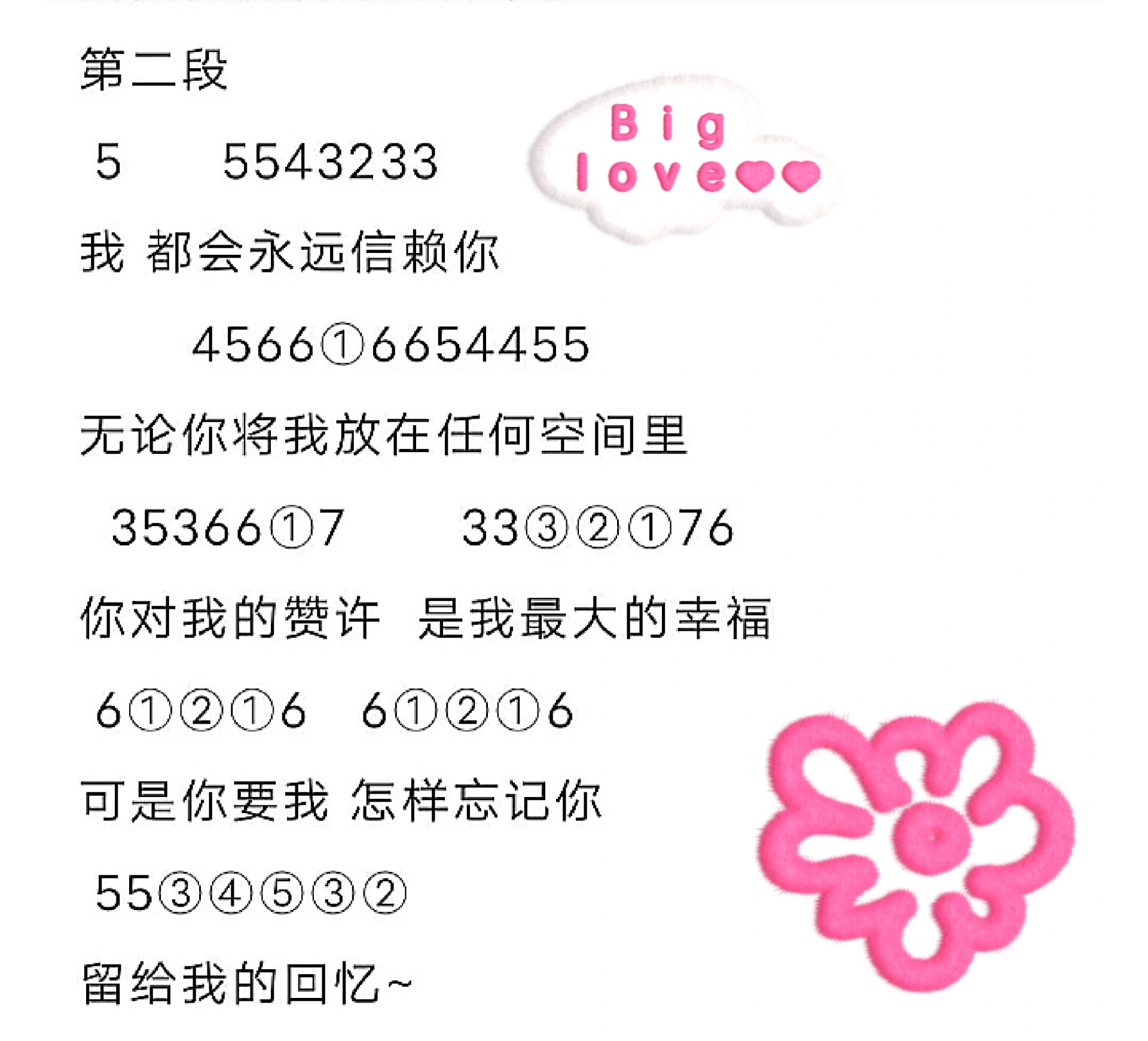 琴谱《不要忘记我爱你》光遇原神第五蛋仔