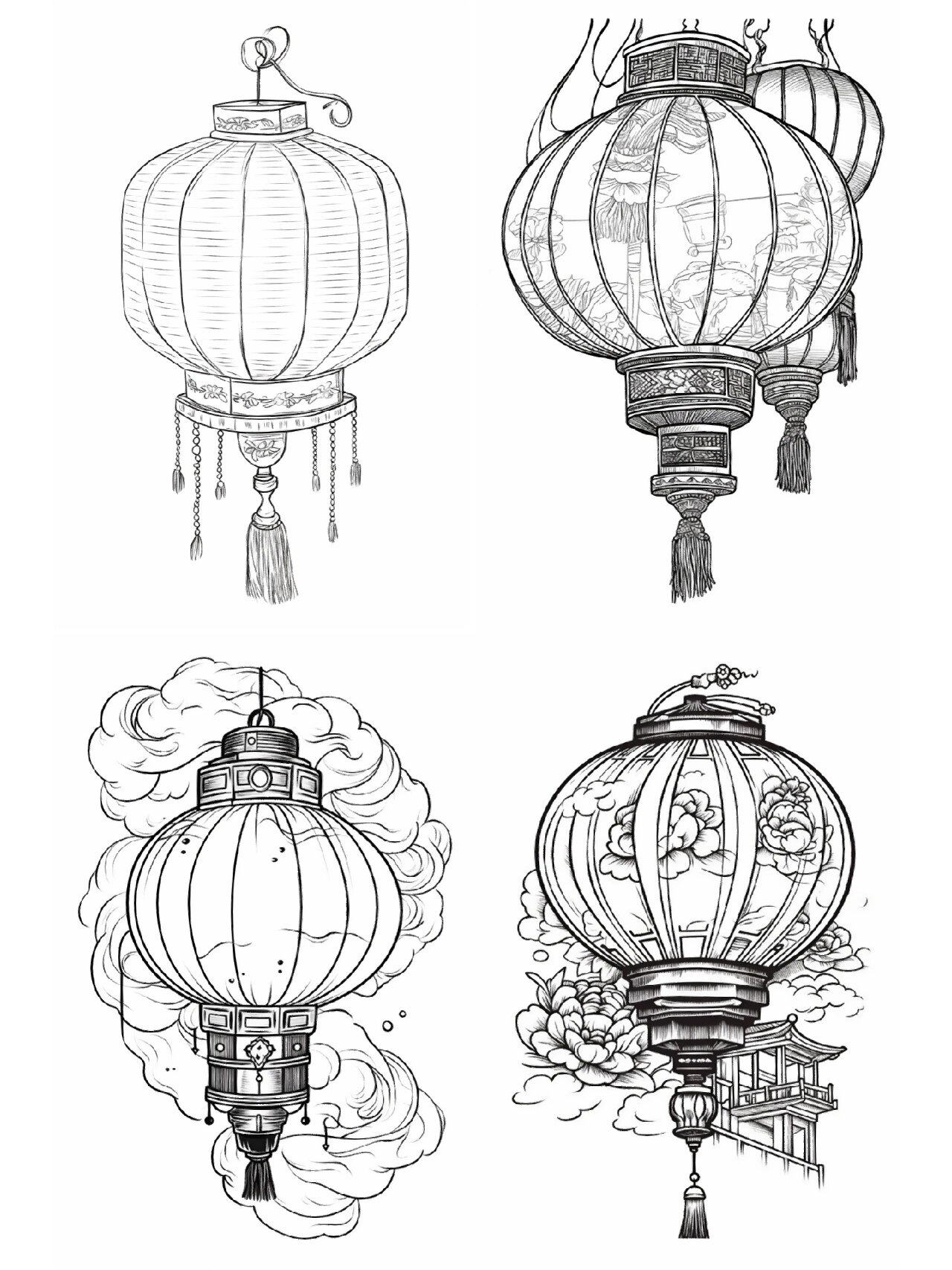 涂色素材‖灯笼