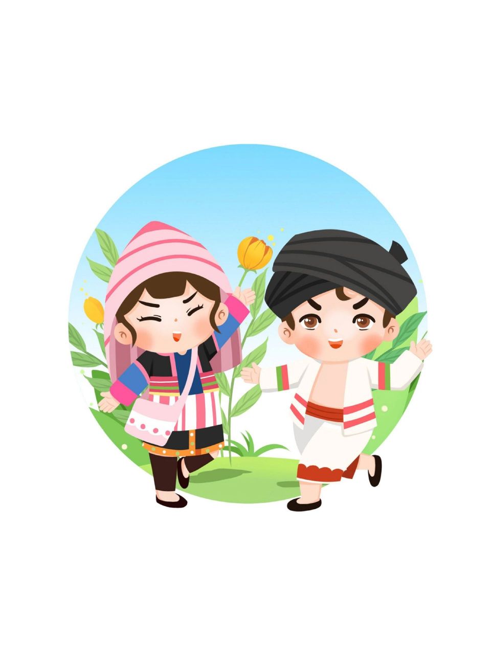 简笔画‖五十六民族传统服饰人物手绘① 969996999799