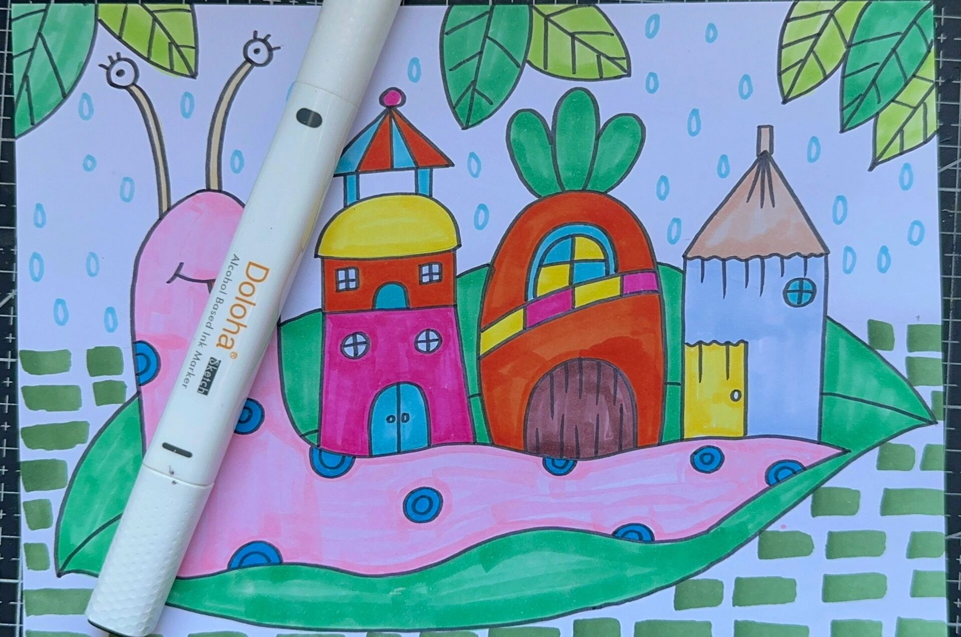 城堡儿童画 儿童画房子卡通画 适合小年龄孩子 多乐绘马克笔