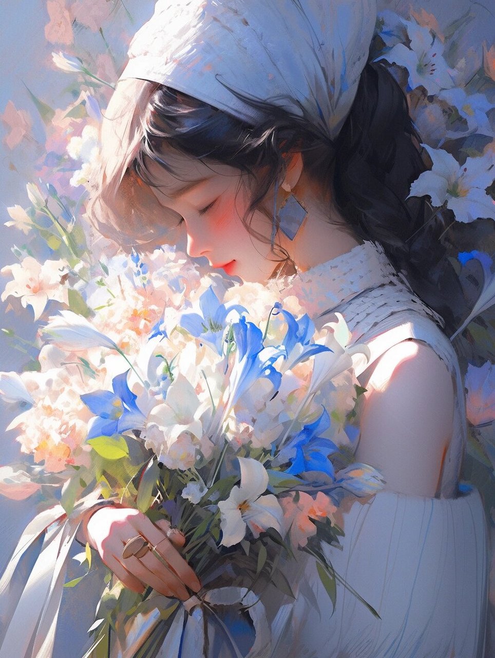 女生头像壁纸|据说手捧鲜花的头像招桃花