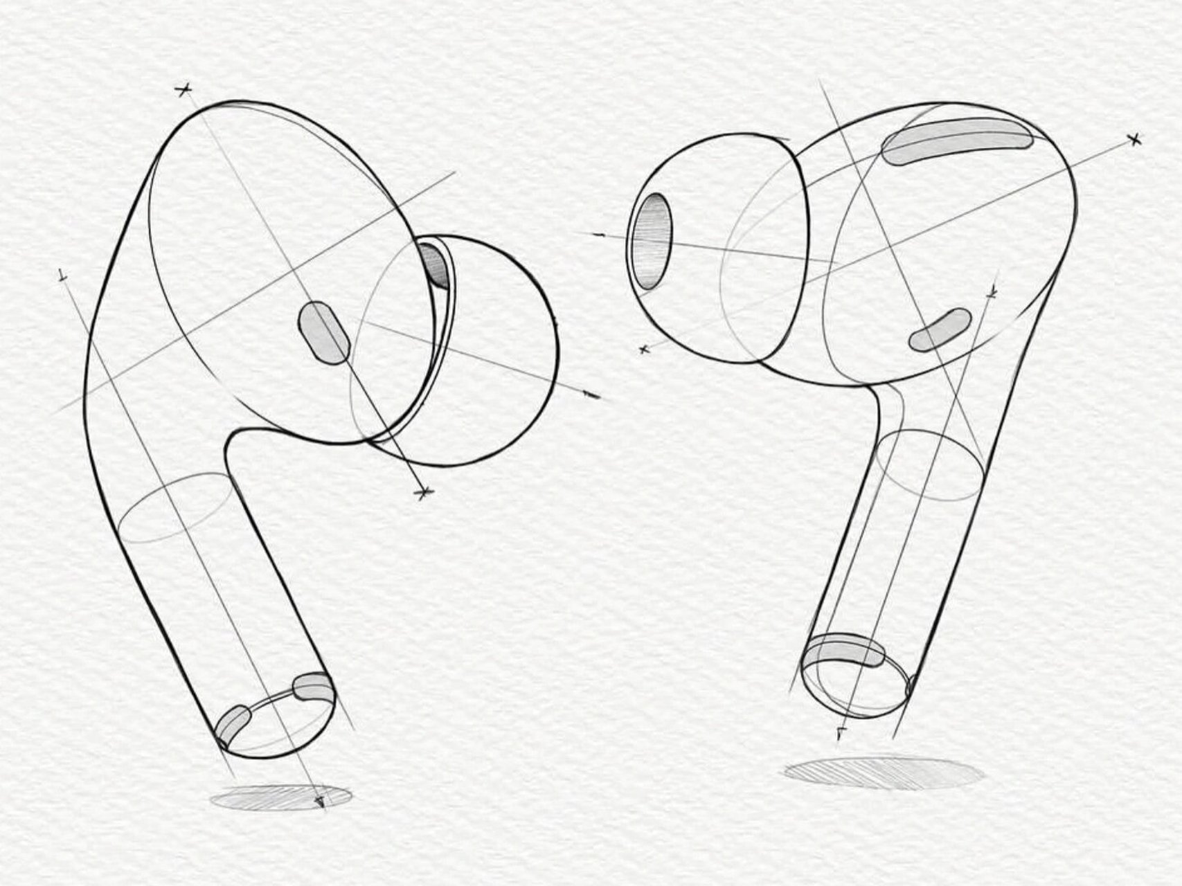 airpods 产品手绘步骤分解  kuri