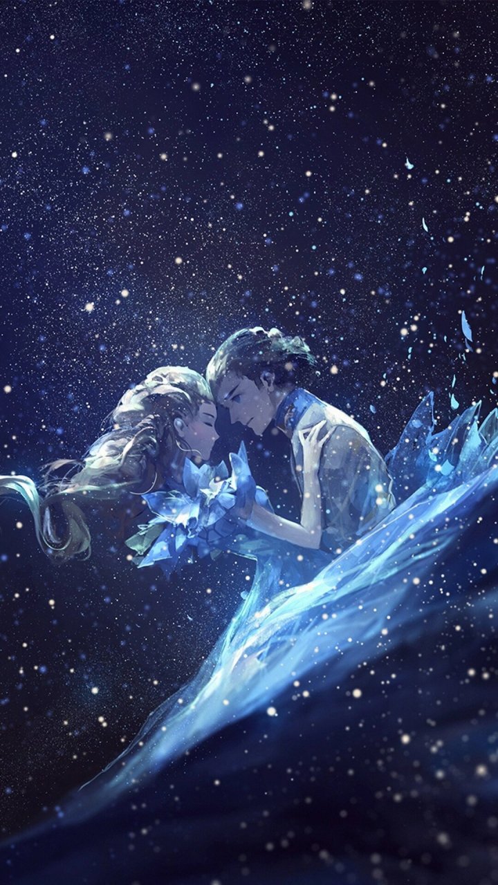 梦幻冰紫色星空少女壁纸